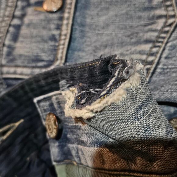 90s grunge indie sleaze denim plaid corduroy jacket - Picture 4 of 5